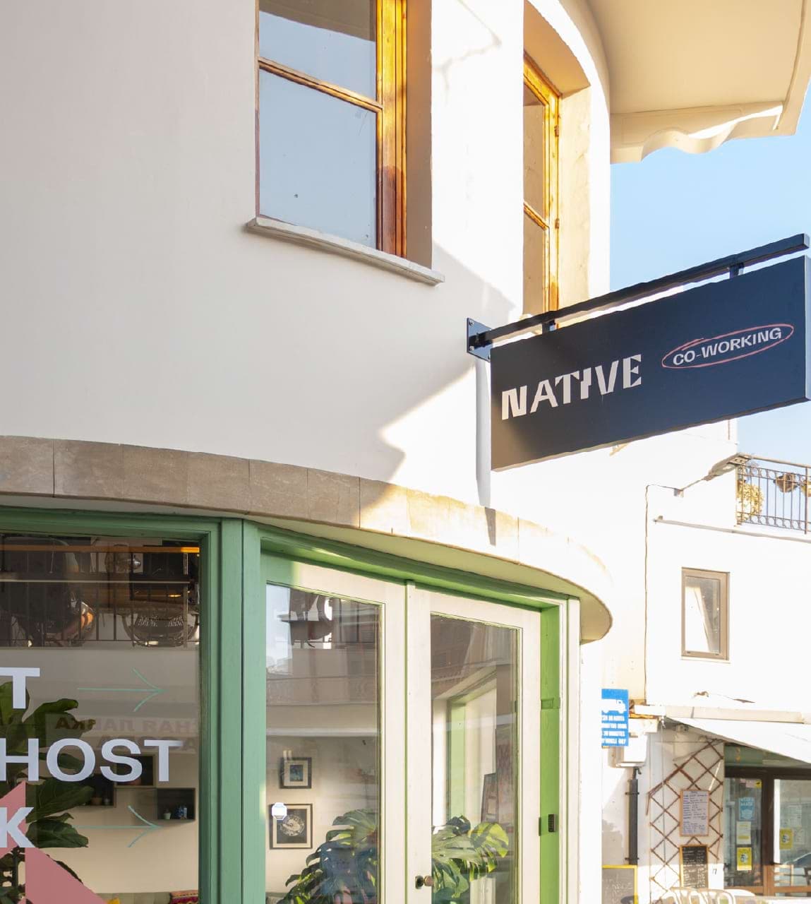 Exterior signage of Native coworking space