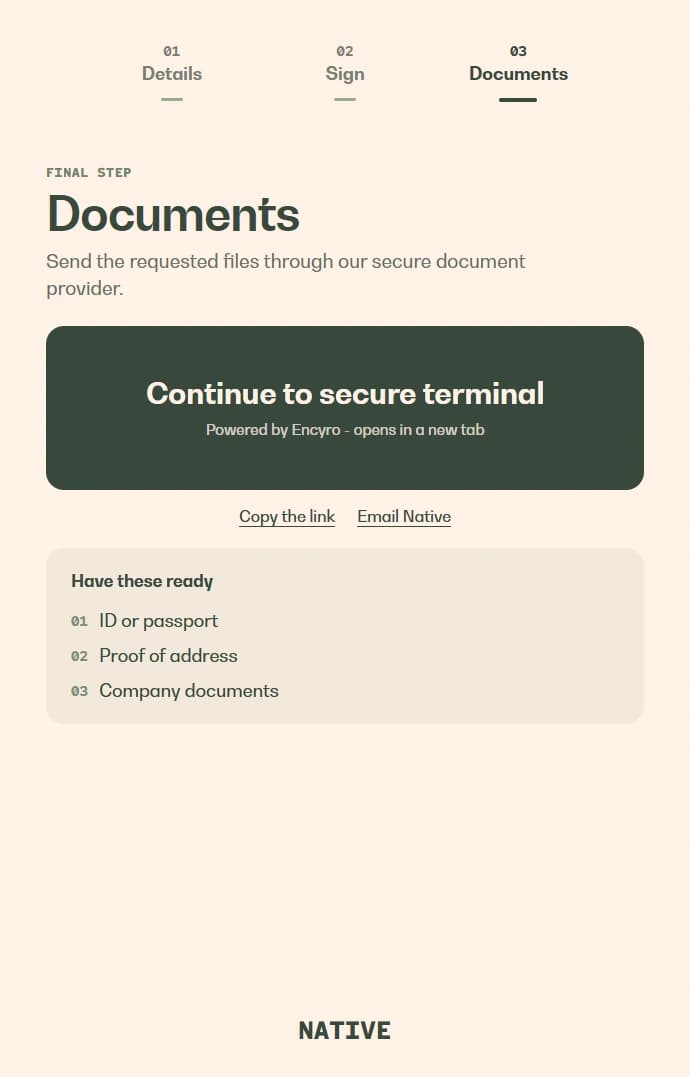 Simplified preview of the secure terminal handoff
