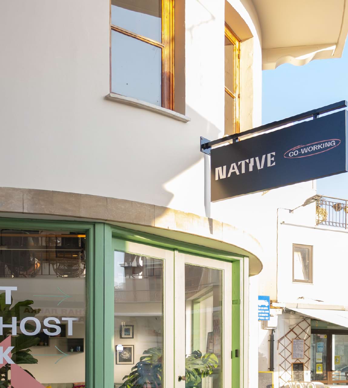 Exterior signage of Native coworking space